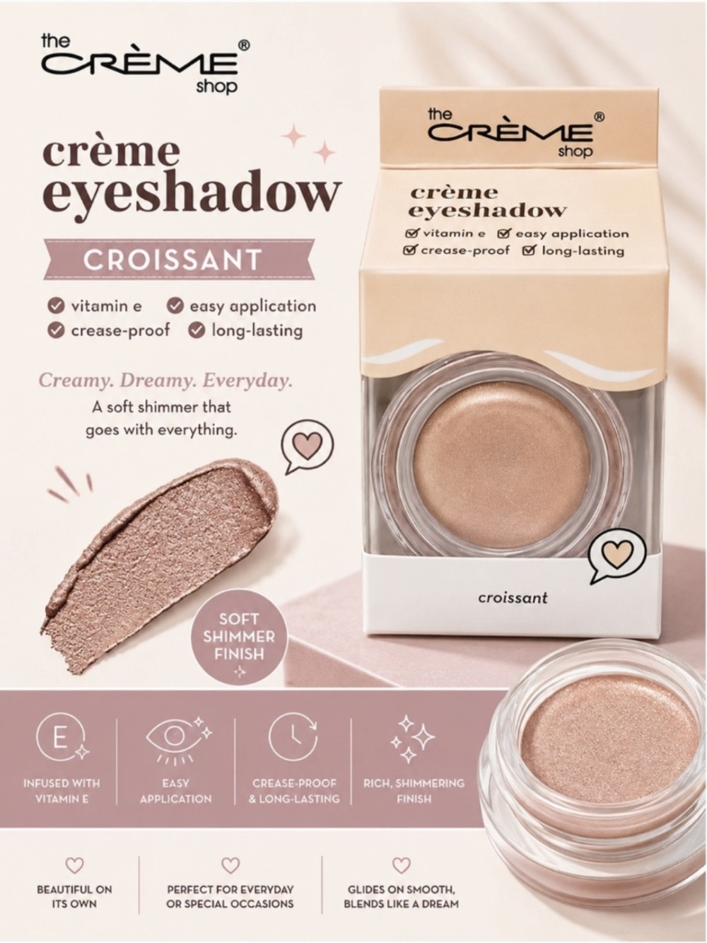 New The Crème Shop Crème Eyeshadow – Croissant